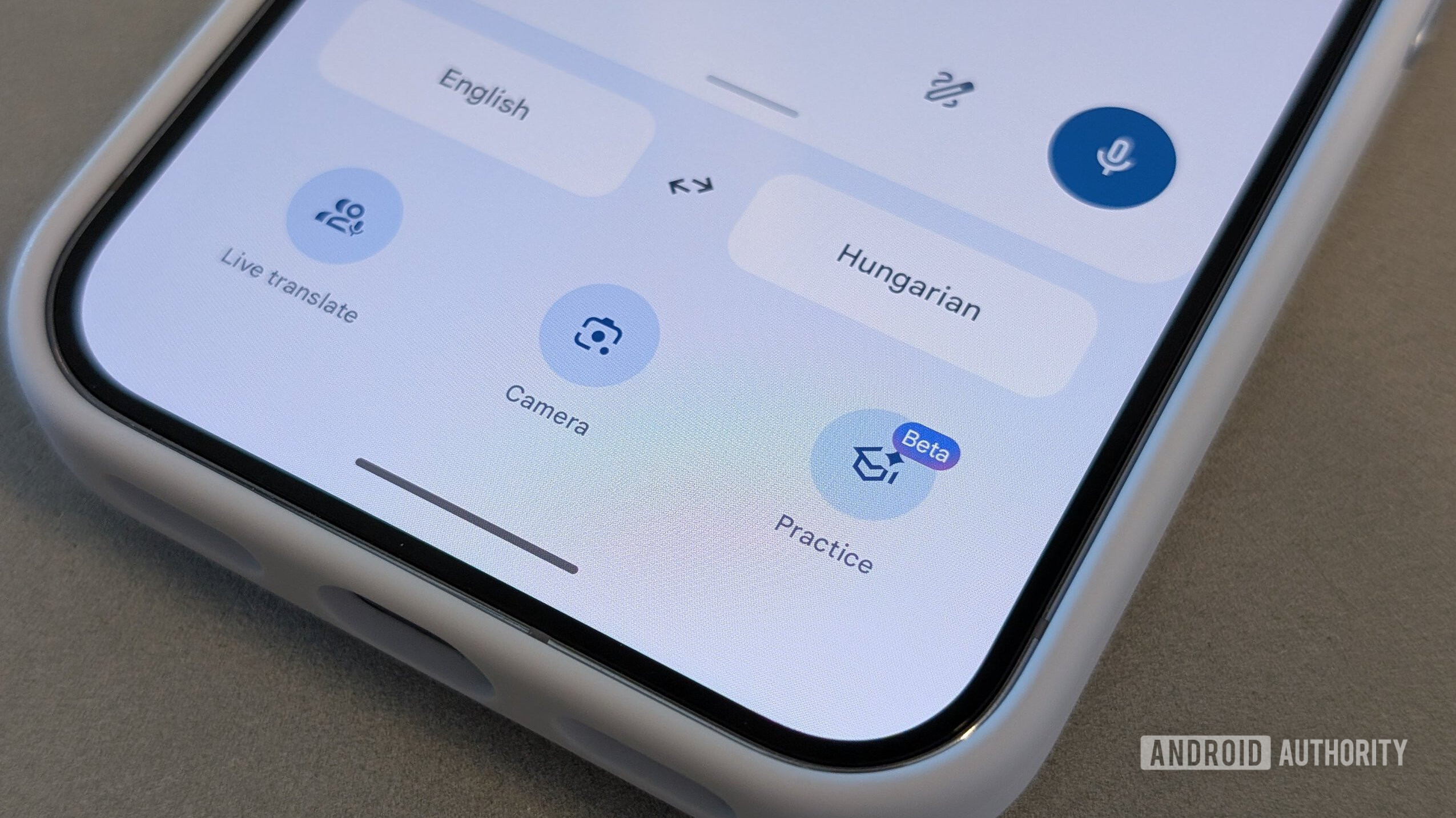 Google Translate home screen