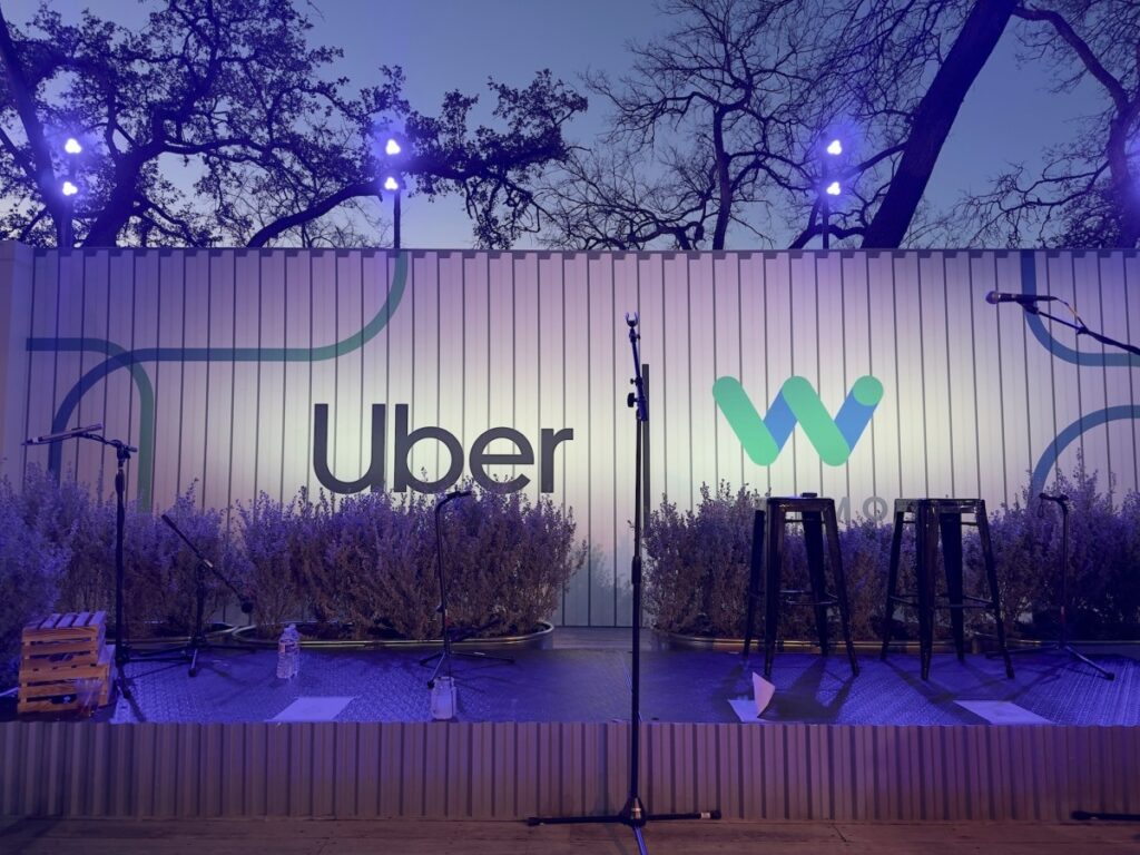 Uber-Waymo logo signage