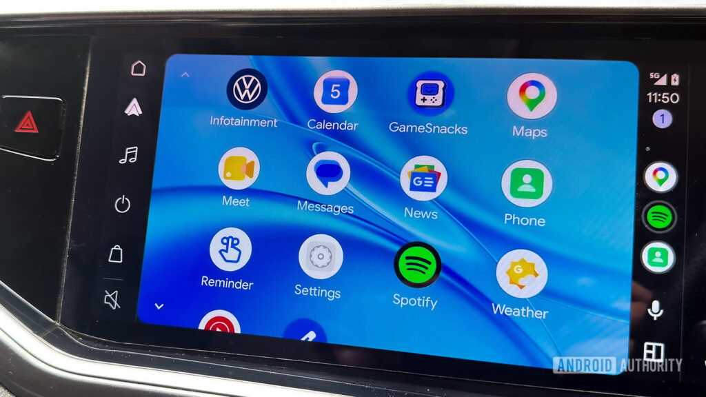 android auto dashboard with google meet icon hero image 1